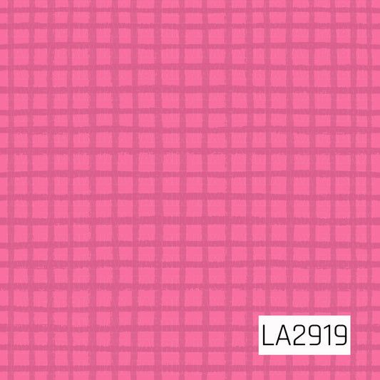 A subtle sketched gingham pattern in soft bubblegum pink, featuring layered shades of bright pink and rosy magenta. The hand-drawn, textured lines create gentle depth and dimension, giving this simple coordinate a playful yet timeless look.
