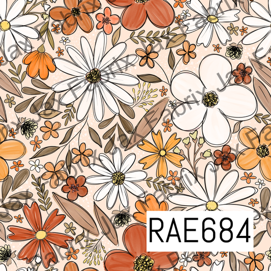 Sketchy Fall White Flowers  RAE684
