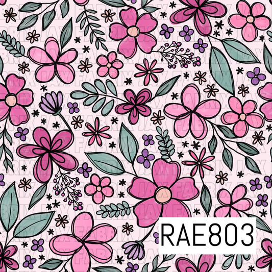 Sketchy Ink Floral Pink RAE803