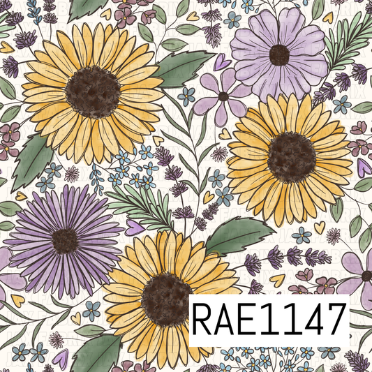 Sketchy Lavender Sunflower RAE1147