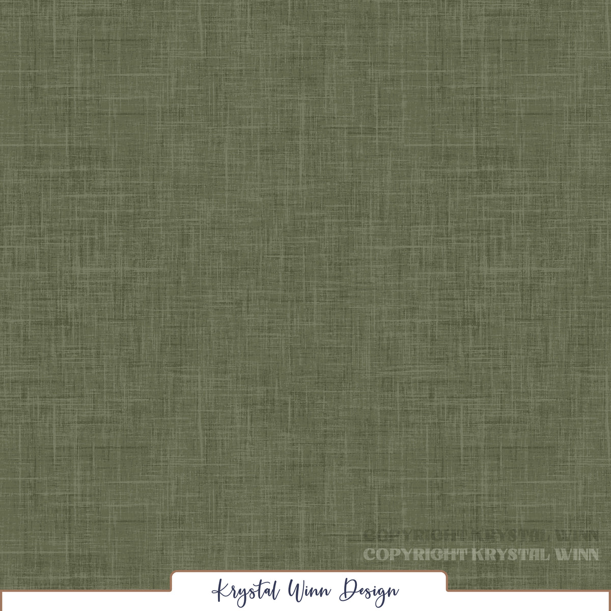 A muted, earthy evergreen solid featuring a subtle linen-inspired texture. Fine, overlapping horizontal and vertical lines in varying shades of olive and forest green create a soft, woven appearance, adding depth and a natural, rustic feel to the design.