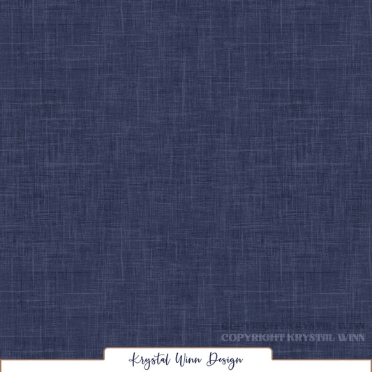 A rich, deep navy blue solid featuring a subtle linen-inspired texture. Fine, overlapping horizontal and vertical lines in varying shades of navy and slate blue create a softly woven, crosshatched appearance, adding depth, dimension, and a timeless, fabric-like finish.