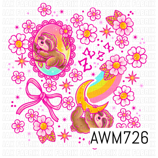 Sweet Dreamy Sloth PNG featuring adorable sleepy sloths cuddling crescent moons, a floral-framed sloth portrait, a pink bow, pastel rainbows, daisies, twinkling stars, and sleepy “Zzz” accents. These vibrant, high-quality PNG elements are perfect for sublimation, stickers, shirts, tumblers, nursery décor, baby gifts, and whimsical craft projects.