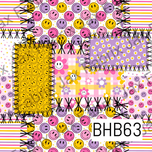Smiley Patchwork Pink and Purple Stitch BHB63