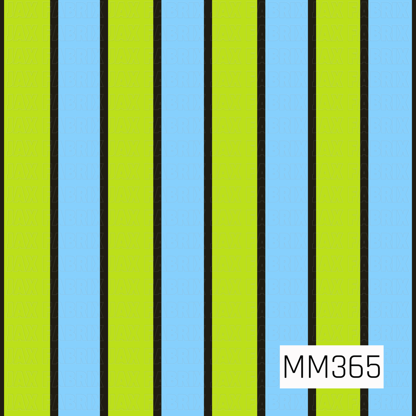 A bold seamless stripe pattern featuring vibrant lime green and bright sky blue bands separated by crisp black stripes. The high-contrast color combination gives the design a fun, energetic retro feel.
