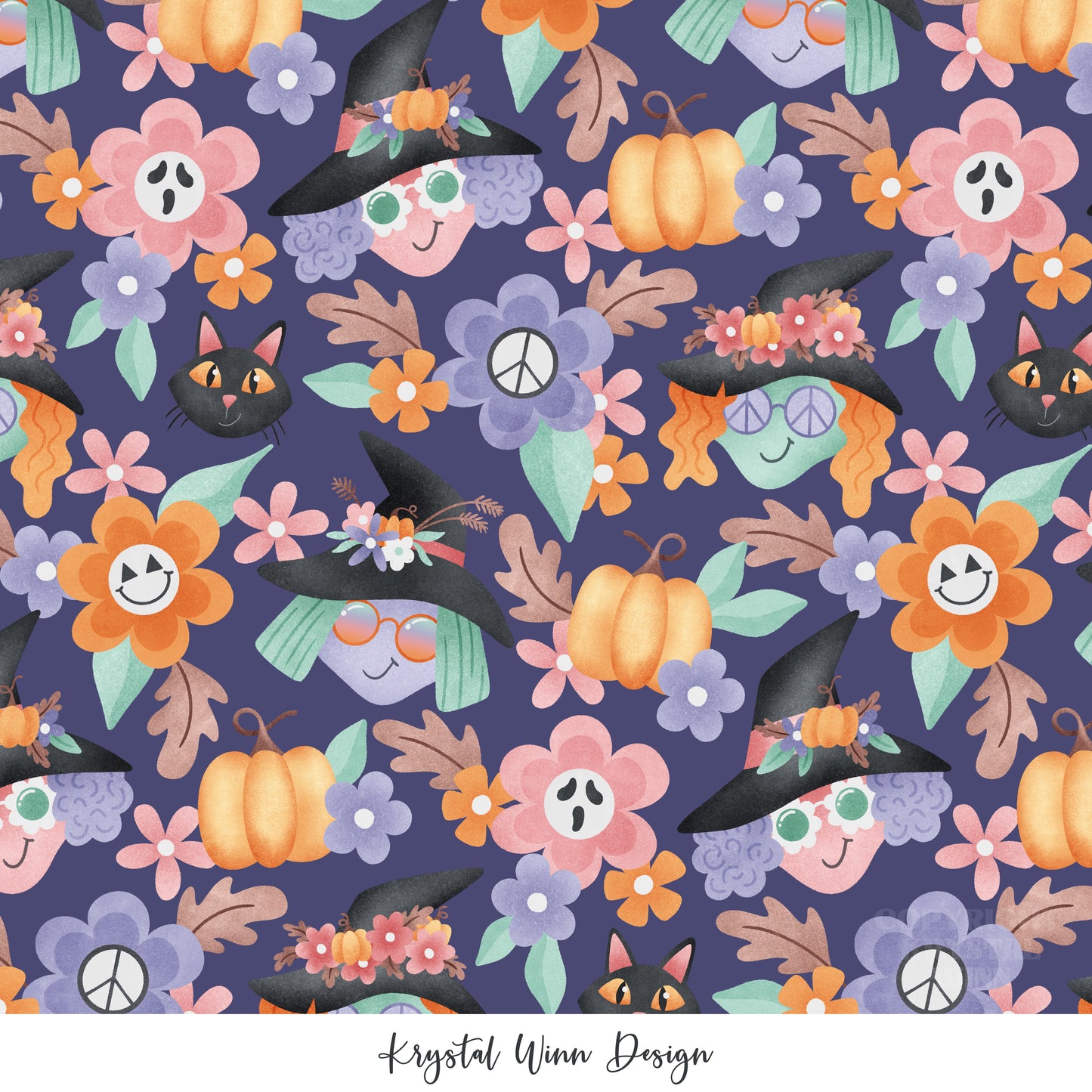 Spooky Cute Witches Teal KW888