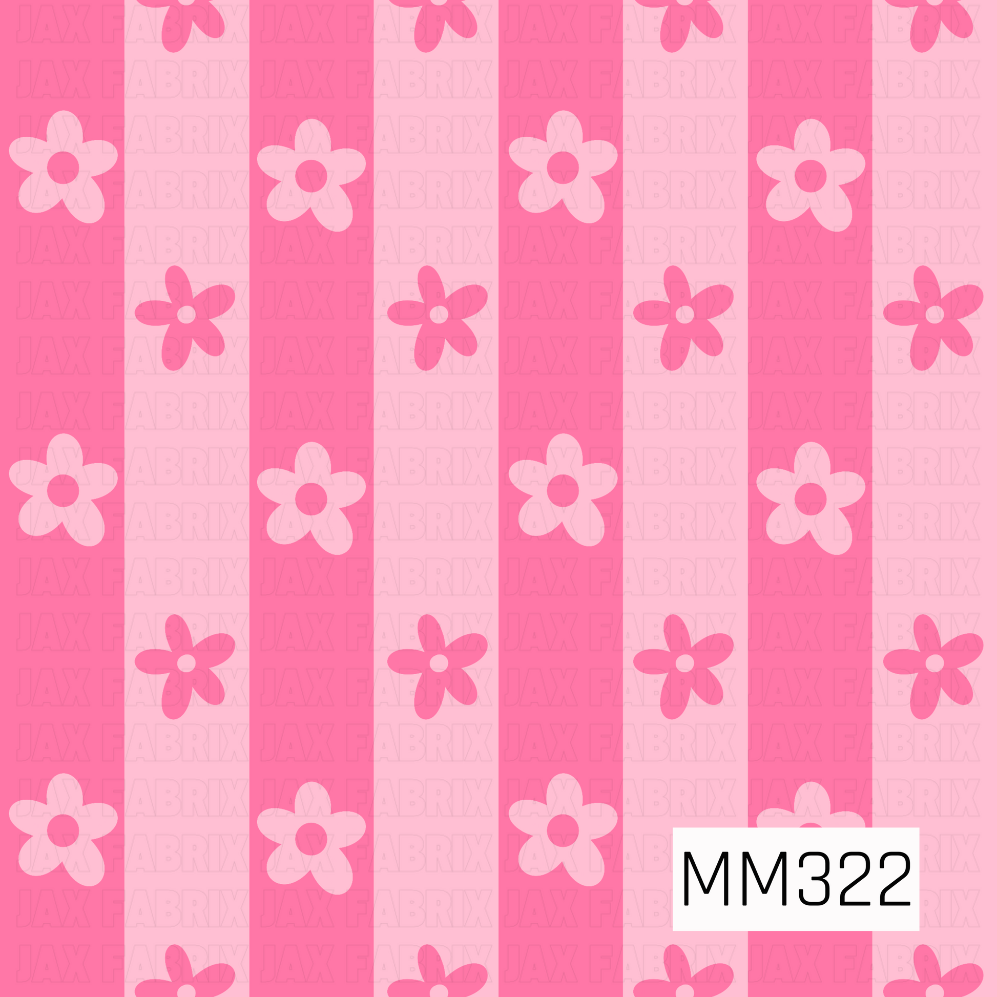 A playful seamless stripe pattern featuring alternating hot pink and blush pink vertical stripes accented with scattered retro-style daisies in coordinating pink shades. This cheerful coordinating print adds a fun, whimsical touch and pairs perfectly with spooky cute, floral, Valentine's, and girly themed collections.
