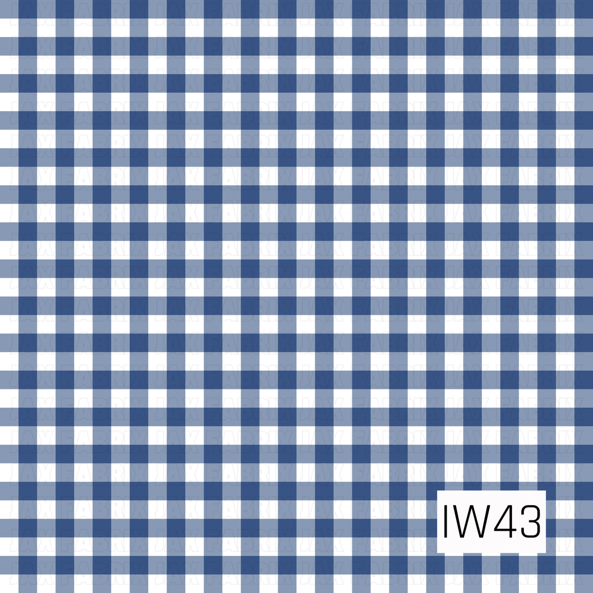 A classic navy blue and white gingham pattern featuring evenly spaced horizontal and vertical stripes that overlap to create a timeless checkered design. The alternating shades of navy, dusty blue, and white give this print a clean, versatile look with a charming Americana feel.