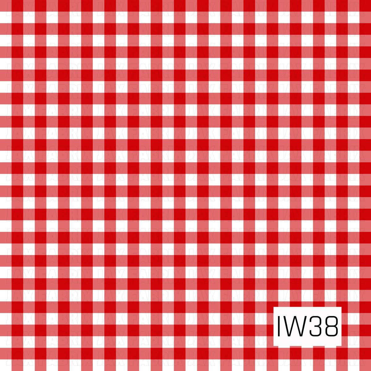 A classic red and white gingham pattern featuring evenly spaced horizontal and vertical stripes in vibrant red and soft white. The overlapping stripes create alternating shades of red and pink, giving the design a timeless, picnic-inspired look perfect for summer and patriotic projects.