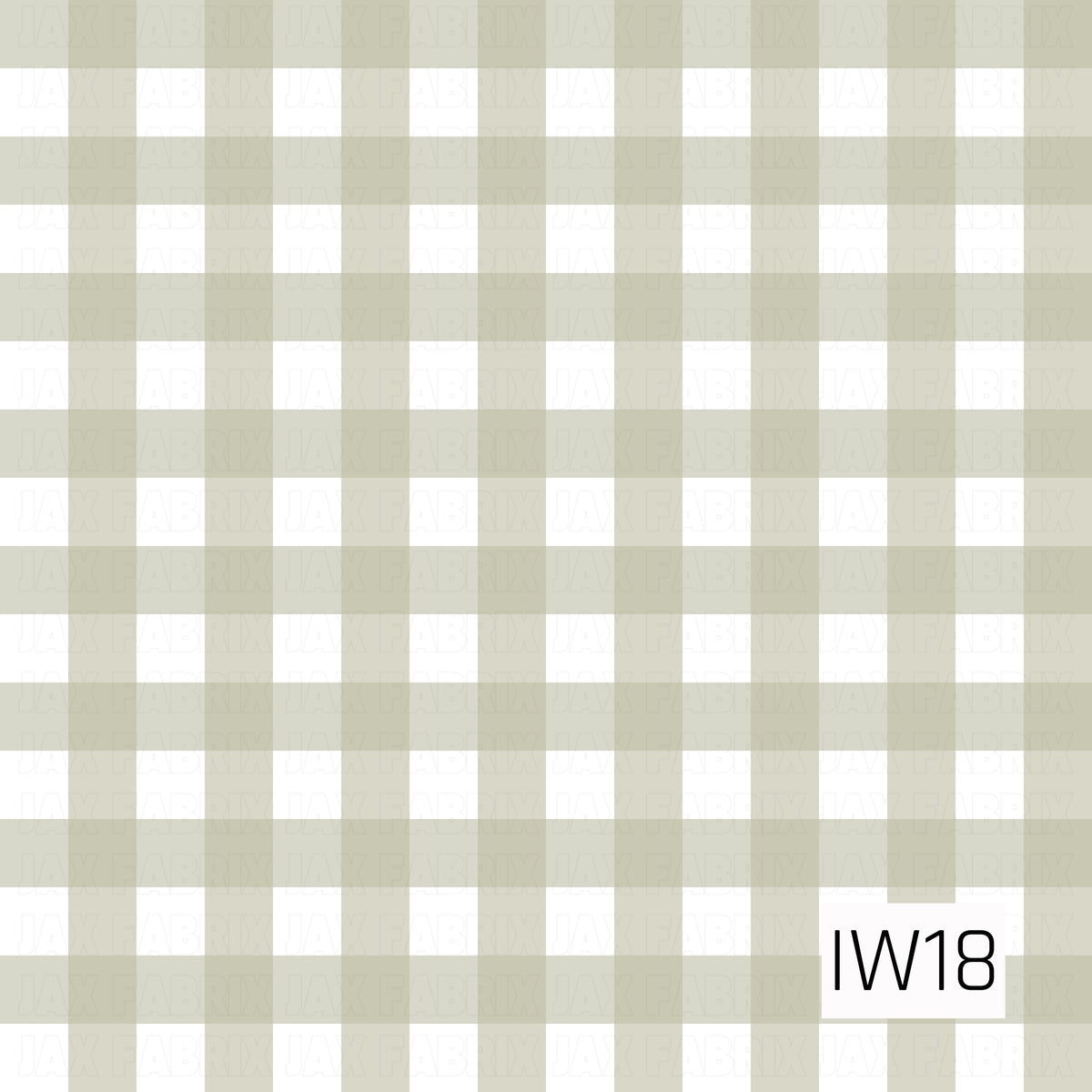 A classic gingham pattern featuring soft, muted sage green and crisp white checks. Overlapping horizontal and vertical stripes create a timeless plaid design with a subtle, earthy color palette and a cozy farmhouse-inspired feel.