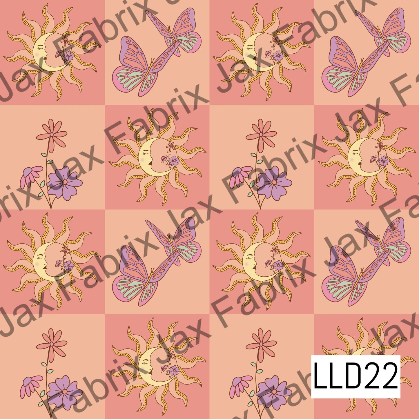 Celestial Butterfly Flowers Checkerboard LLD22