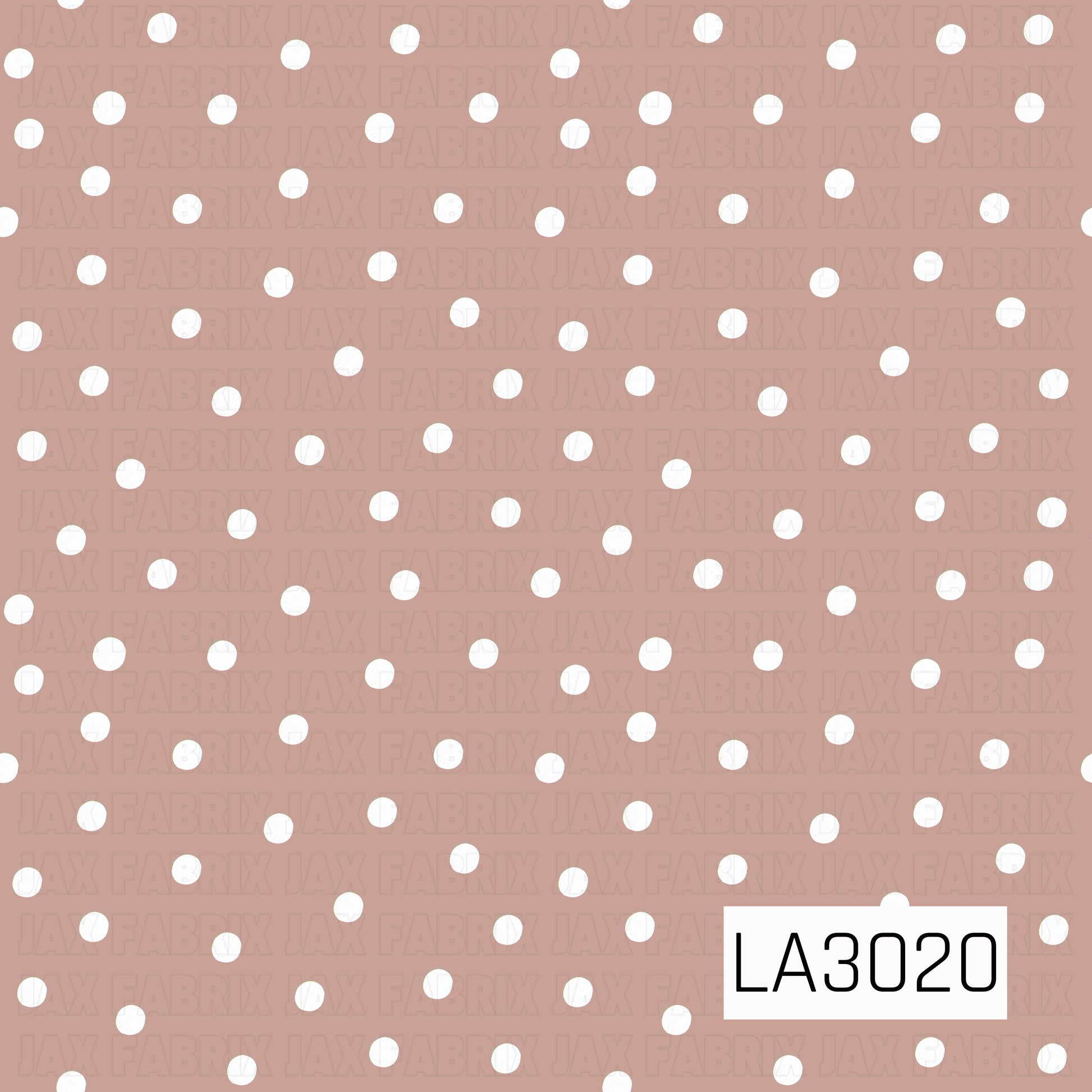 A warm taupe background with scattered white polka dots for a simple, classic, and versatile look.
