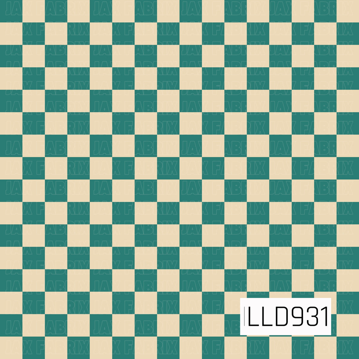 A classic checkerboard pattern featuring alternating teal and warm cream squares. The simple geometric layout has a retro-inspired feel with a slightly softened, vintage color palette.
