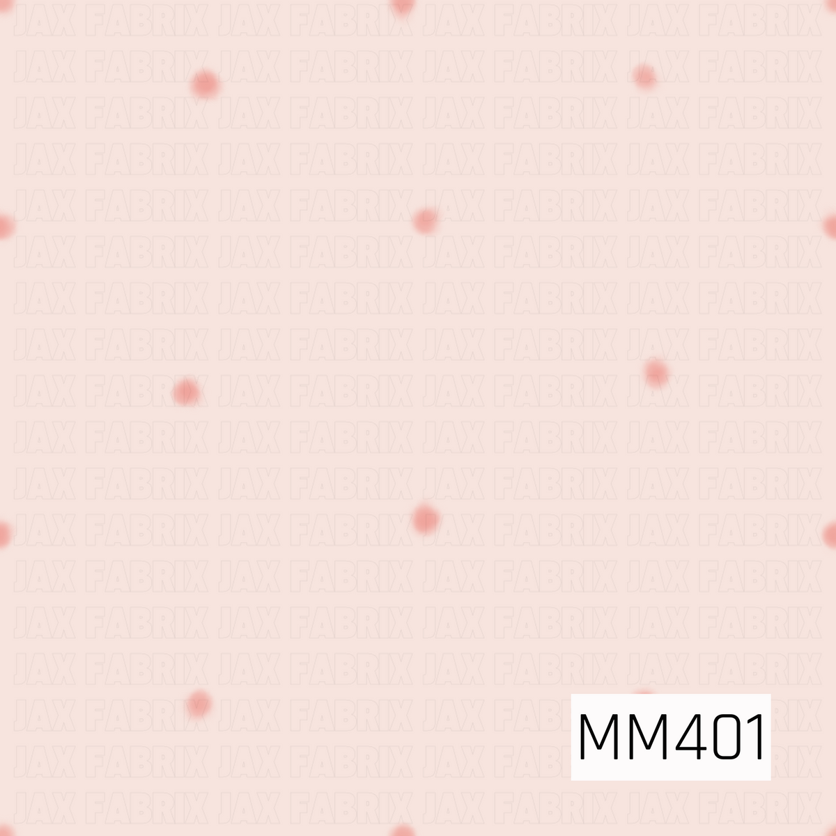 A soft, minimal polka dot pattern featuring blurred coral pink dots scattered across a pale blush pink background. The hazy watercolor-like edges give the classic dot design a dreamy, delicate feel.
