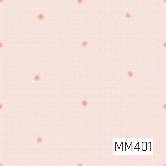A soft, minimal polka dot pattern featuring blurred coral pink dots scattered across a pale blush pink background. The hazy watercolor-like edges give the classic dot design a dreamy, delicate feel.
