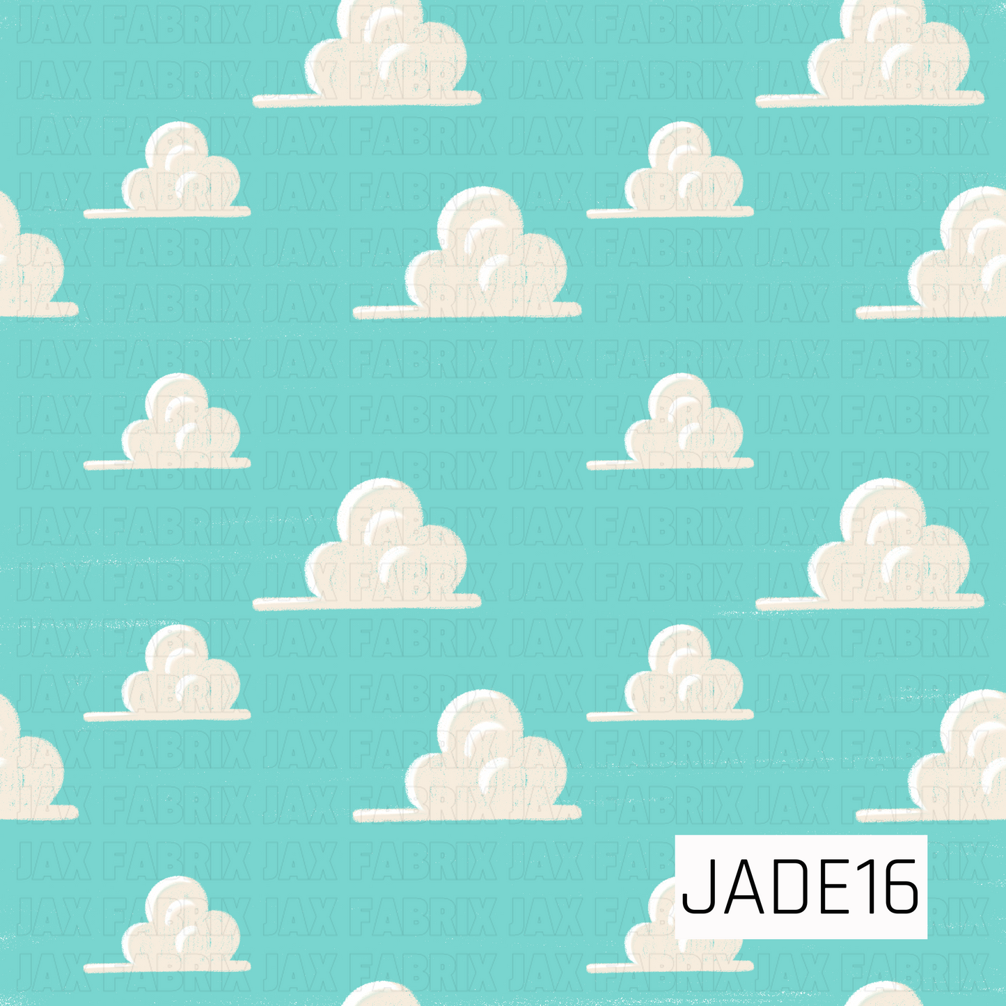Soft ivory clouds float across a bright aqua sky in this sweet and simple coordinate print. With its airy, whimsical feel, this design is perfect for pairing with nursery, storybook, travel, and playful themed collections. 