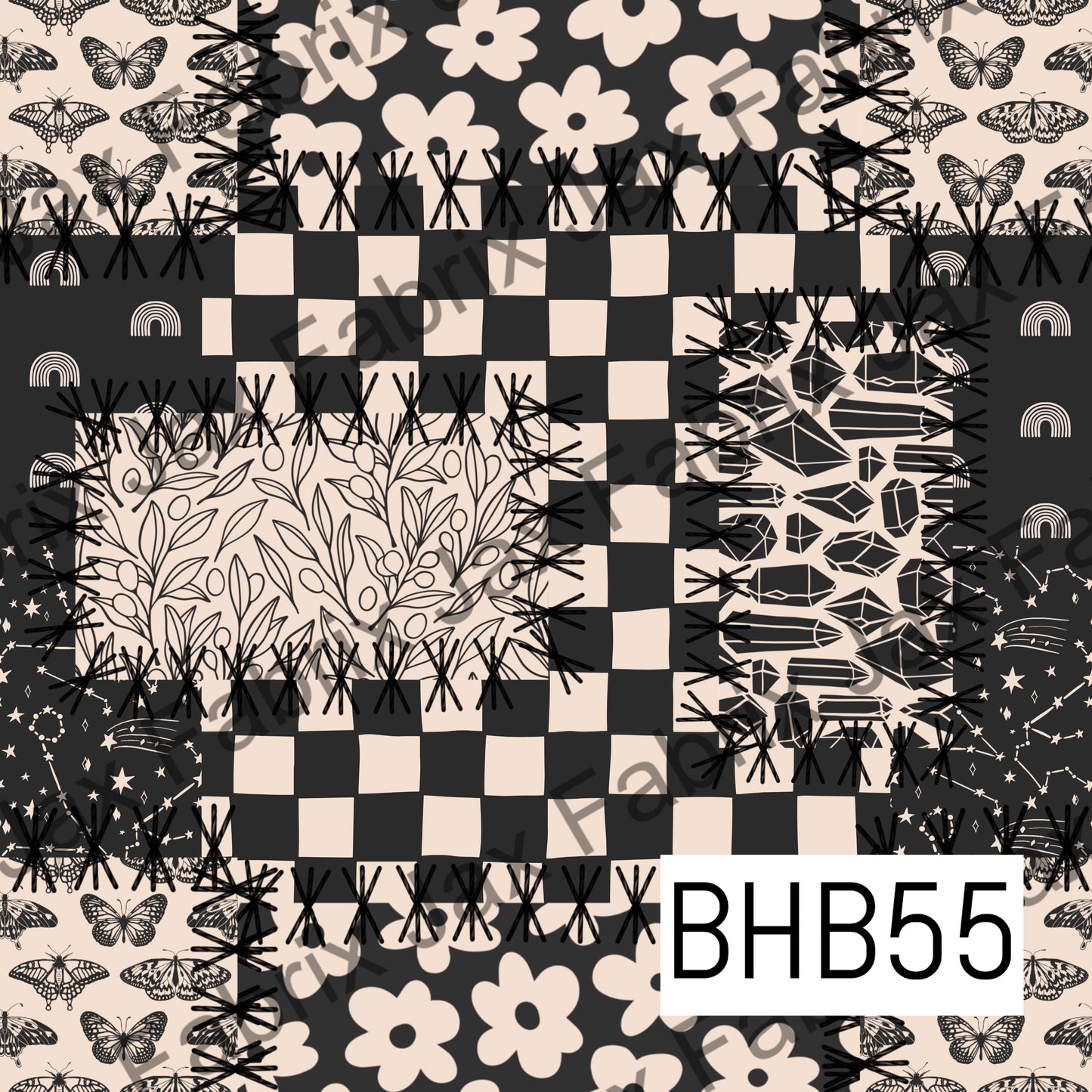 Black and White Patchwork BHB55