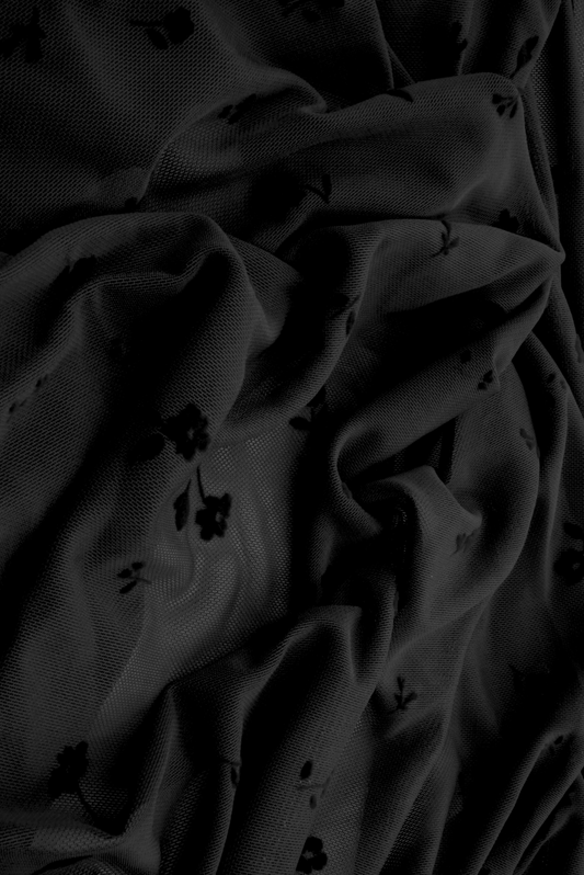 RTS Black Flower Stretch Mesh