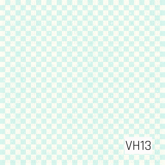 A soft aqua and cream mini checkerboard pattern with a lightly distressed texture, creating a timeless and versatile coordinate. 
