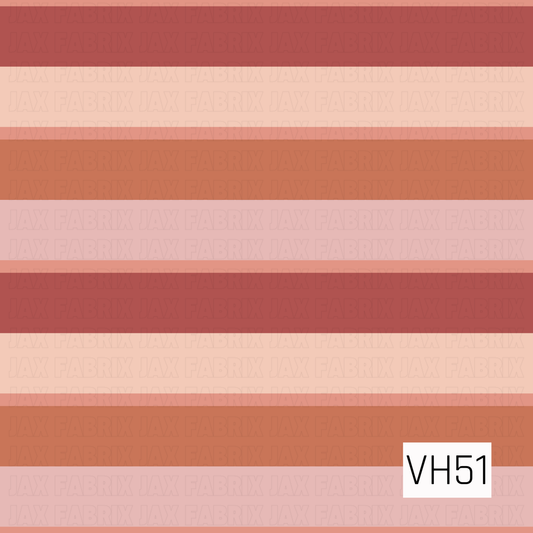 A warm vintage-inspired stripe featuring wide horizontal bands in dusty rose, terracotta, soft blush, peach, and muted brick red. The simple alternating color blocks and earthy tonal palette create a cozy retro look with a soft, understated boho feel.
