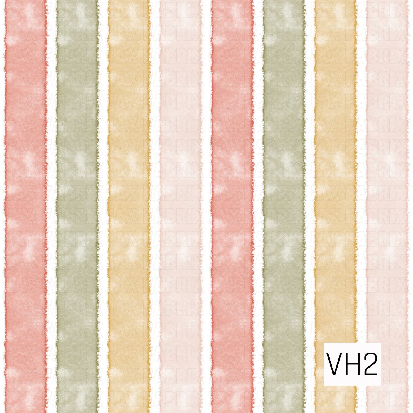 Soft watercolor stripes in muted blush pink, sage green, buttery yellow, and pale peach, separated by crisp white lines. The hand-painted texture and gentle pastel palette create a classic, cozy design with a light and timeless feel.
