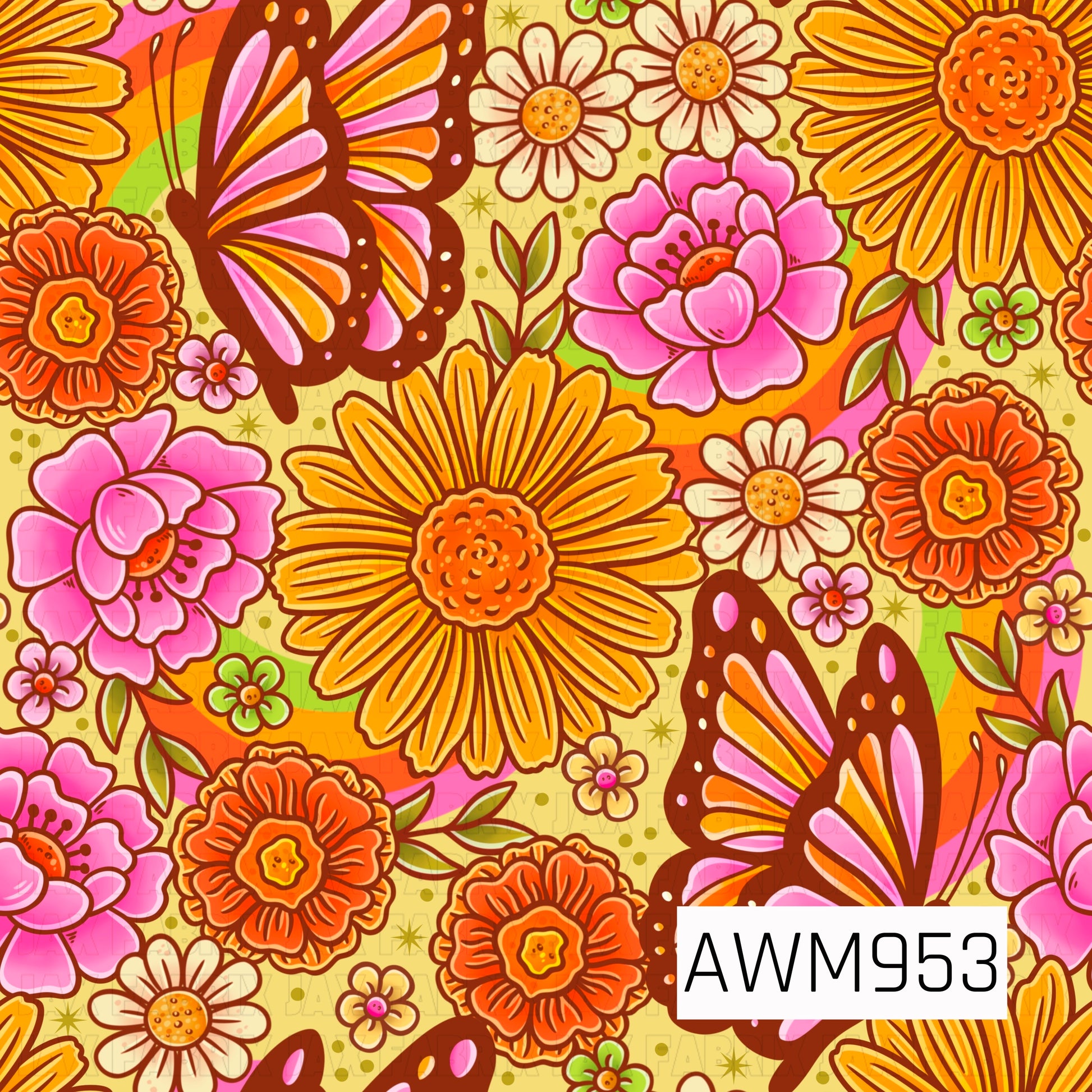 A vibrant floral design featuring bold sunflowers, blooming pink and orange flowers, delicate daisies, and graceful butterflies layered over colorful rainbow accents. The warm, cheerful color palette and garden-inspired details create a bright springtime aesthetic full of charm and whimsy. Perfect for nature lovers, floral enthusiasts, and colorful creations inspired by blooming gardens and sunny days.
