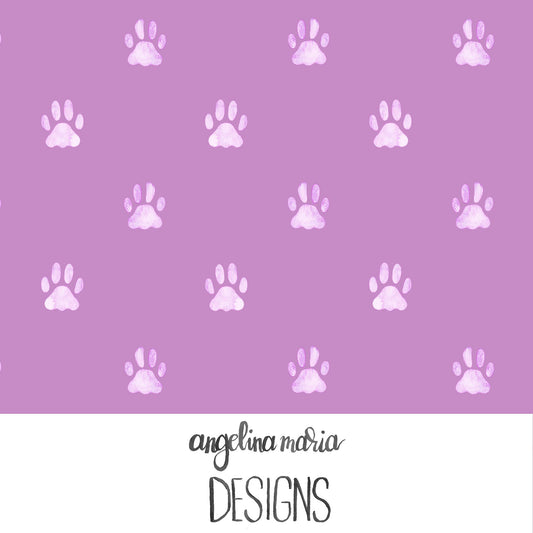 Whiskers And Bloom Watercolor Paw Prints Lilac SAMD363