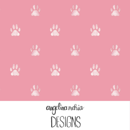 Whiskers And Bloom Watercolor Paw Prints Pink SAMD360