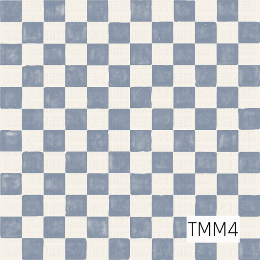 watercolor denim blue and cream check pattern.