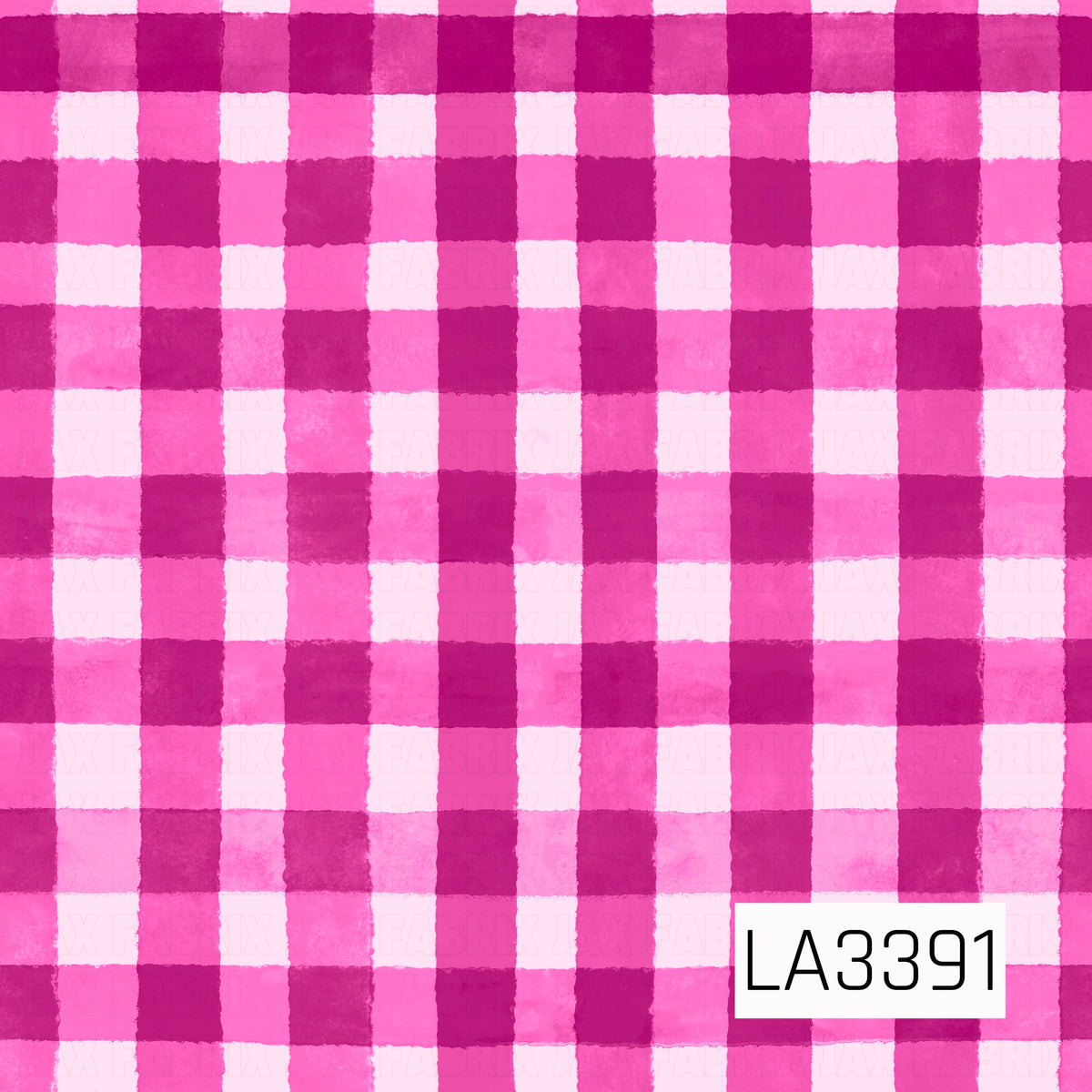A vibrant watercolor gingham plaid featuring alternating squares of hot pink, deep magenta, bubblegum pink, and soft blush pink. The overlapping horizontal and vertical stripes create a classic checkered pattern, while the slightly uneven, hand-painted edges and subtle watercolor texture give this bold, playful design a soft, artistic feel.