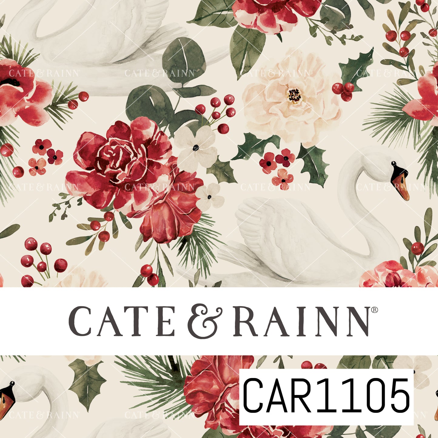 Briara and Pine Swan Floral Sage Cream CAR1105