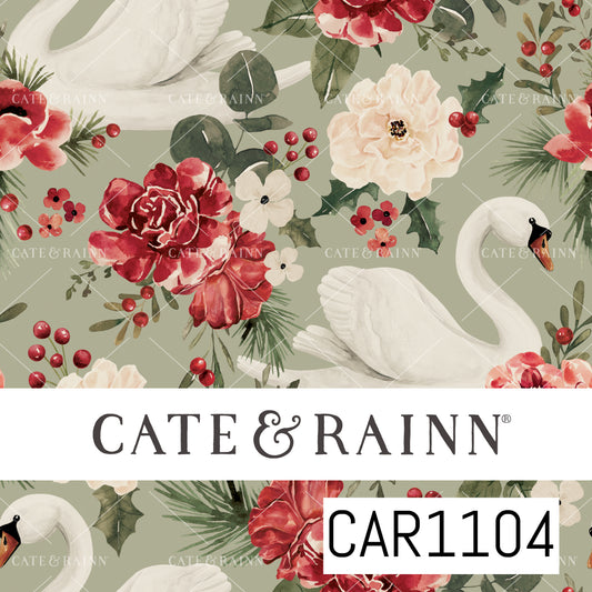 Briara and Pine Swan Floral Sage Green CAR1104