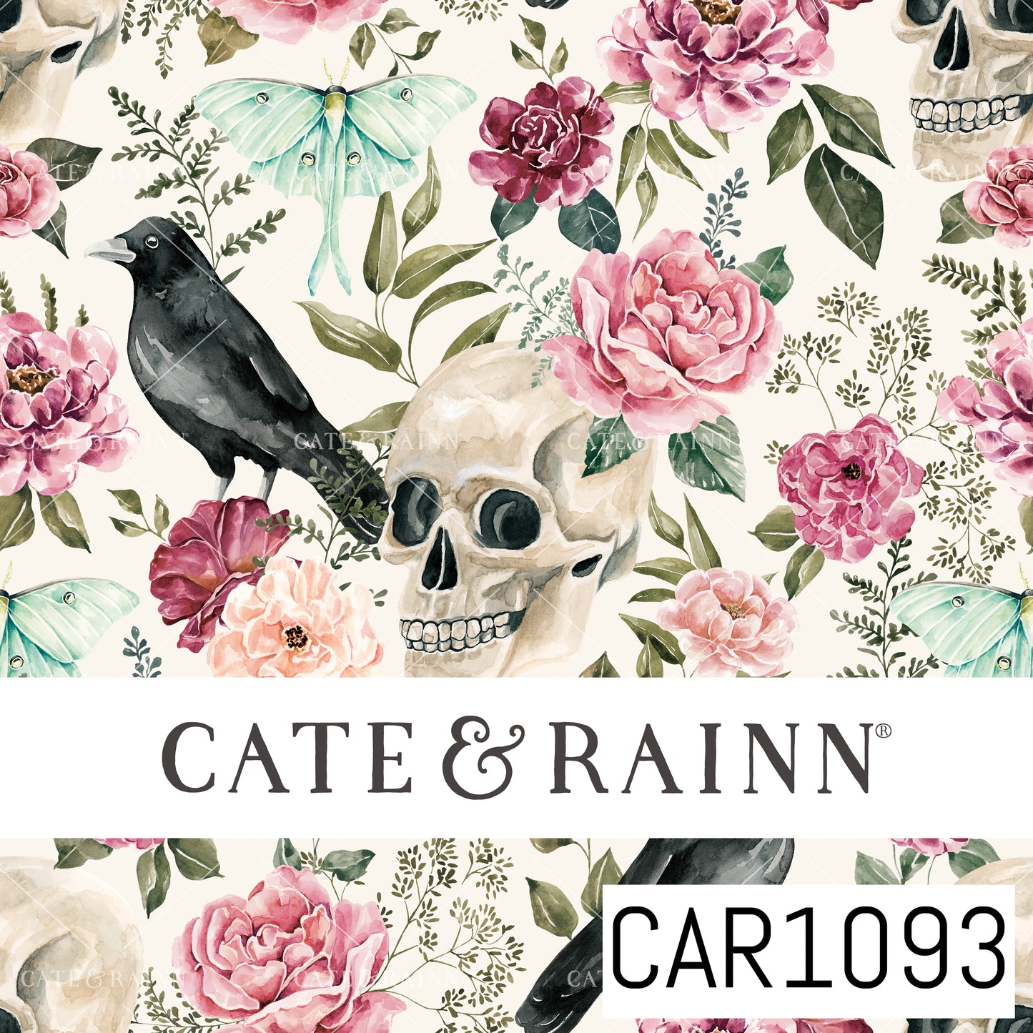 Moonlit Hollow Skull Floral CAR1093