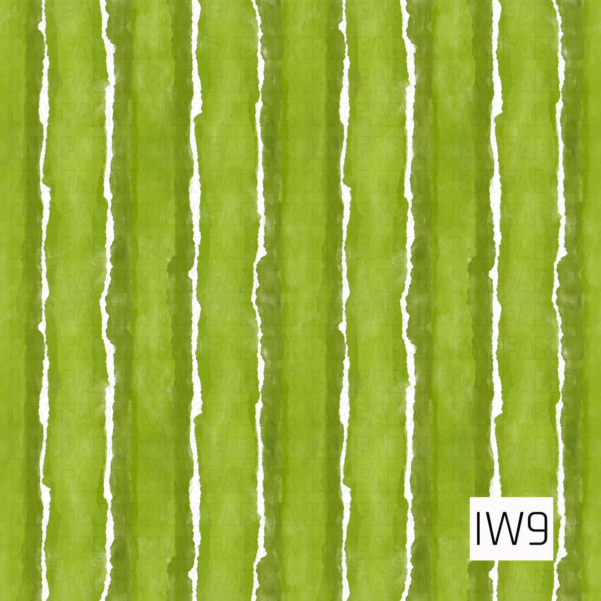 A fresh, vibrant watermelon rind-inspired stripe pattern featuring alternating shades of bright lime and olive green. Irregular, wavy vertical stripes with watercolor-like textures are separated by thin white lines, creating a playful, hand-painted look.