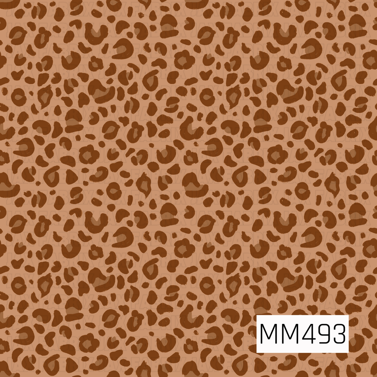 A warm, earthy leopard print featuring irregular hand-painted spots scattered across a soft caramel tan background. The markings vary in size and shape, with a mix of rounded rosettes, curved brushstroke-like forms, small solid spots, and imperfect abstract shapes in a rich chocolate brown. The slightly rough, painterly edges give the pattern an organic, hand-drawn appearance rather than a traditional polished animal print. The tonal brown-on-tan palette creates a cozy, neutral western feel while still addi