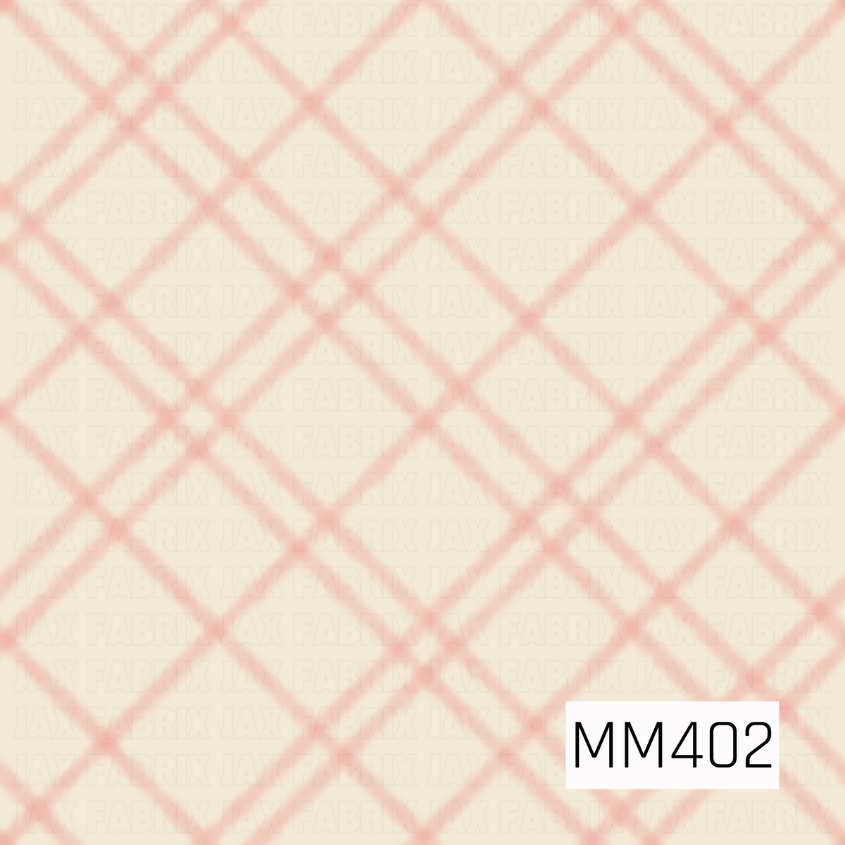 A soft geometric pattern featuring hazy blush pink lines layered into an overlapping diamond lattice across a warm cream background. The blurred, watercolor-like edges give the design a dreamy, delicate feel.
