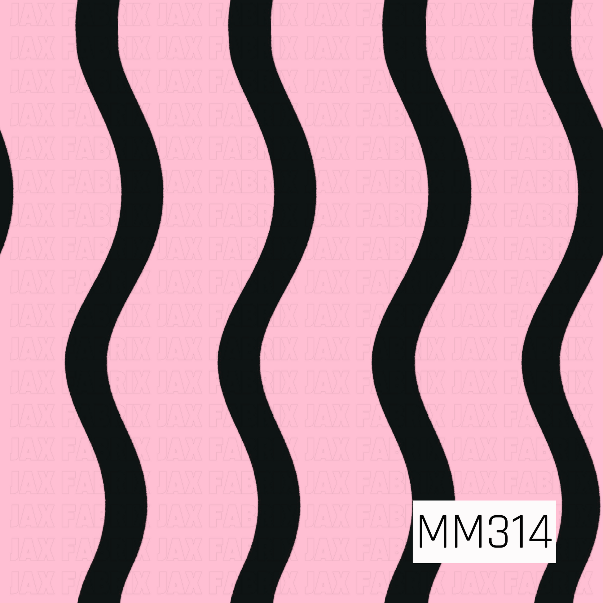 A playful seamless pattern featuring bold black wavy stripes on a soft bubblegum pink background. The simple, modern design adds a fun spooky-cute vibe, making it a perfect coordinating print for Halloween, gothic, whimsical, and retro-inspired collections.

