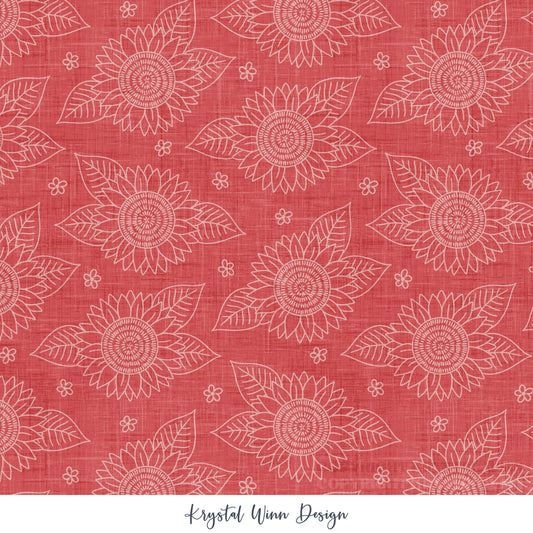 Yankee Doodle Part 2 Sunflower Sketch Red KW1300