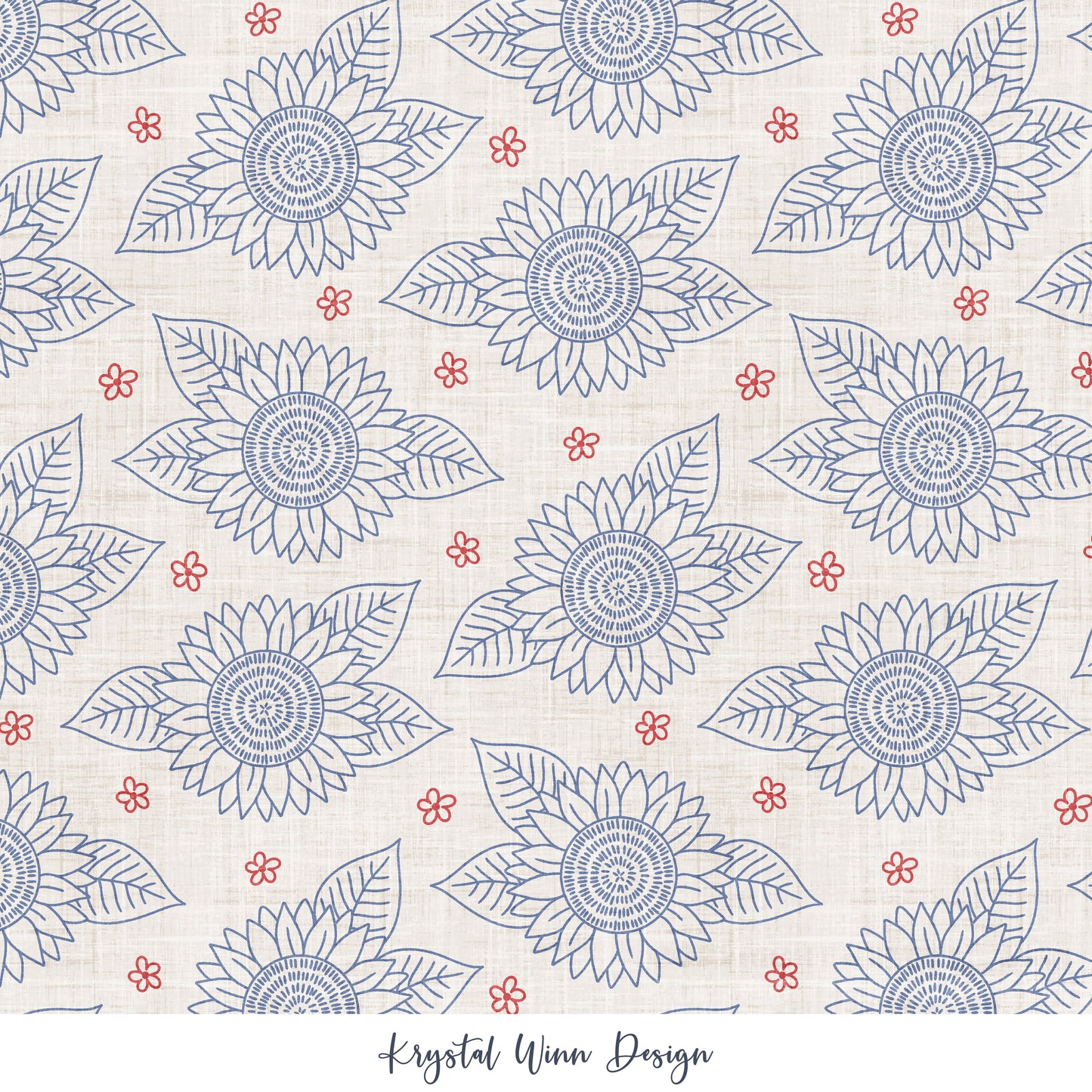 Yankee Doodle Part 2 Sunflower Sketch White KW1301