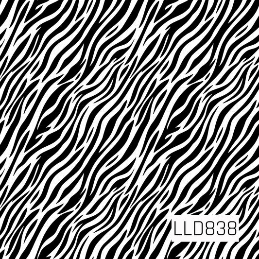A seamless zebra print pattern featuring bold black stripes on a crisp white background.
