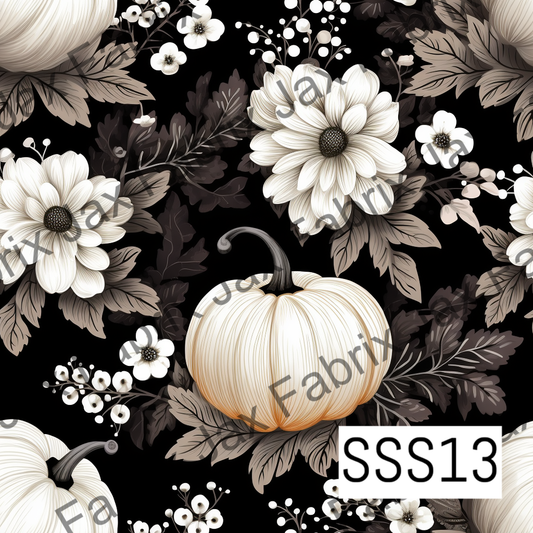 Black and White Pumpkin Floral SSS13