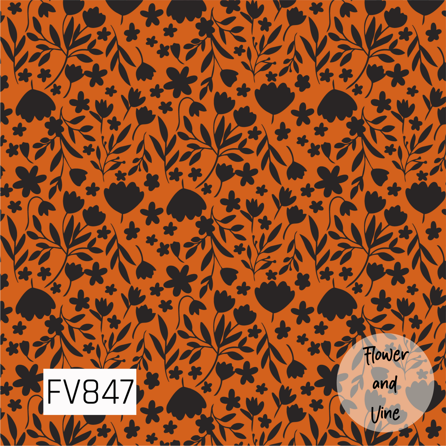 FV847 - Orange And Black Ditsy