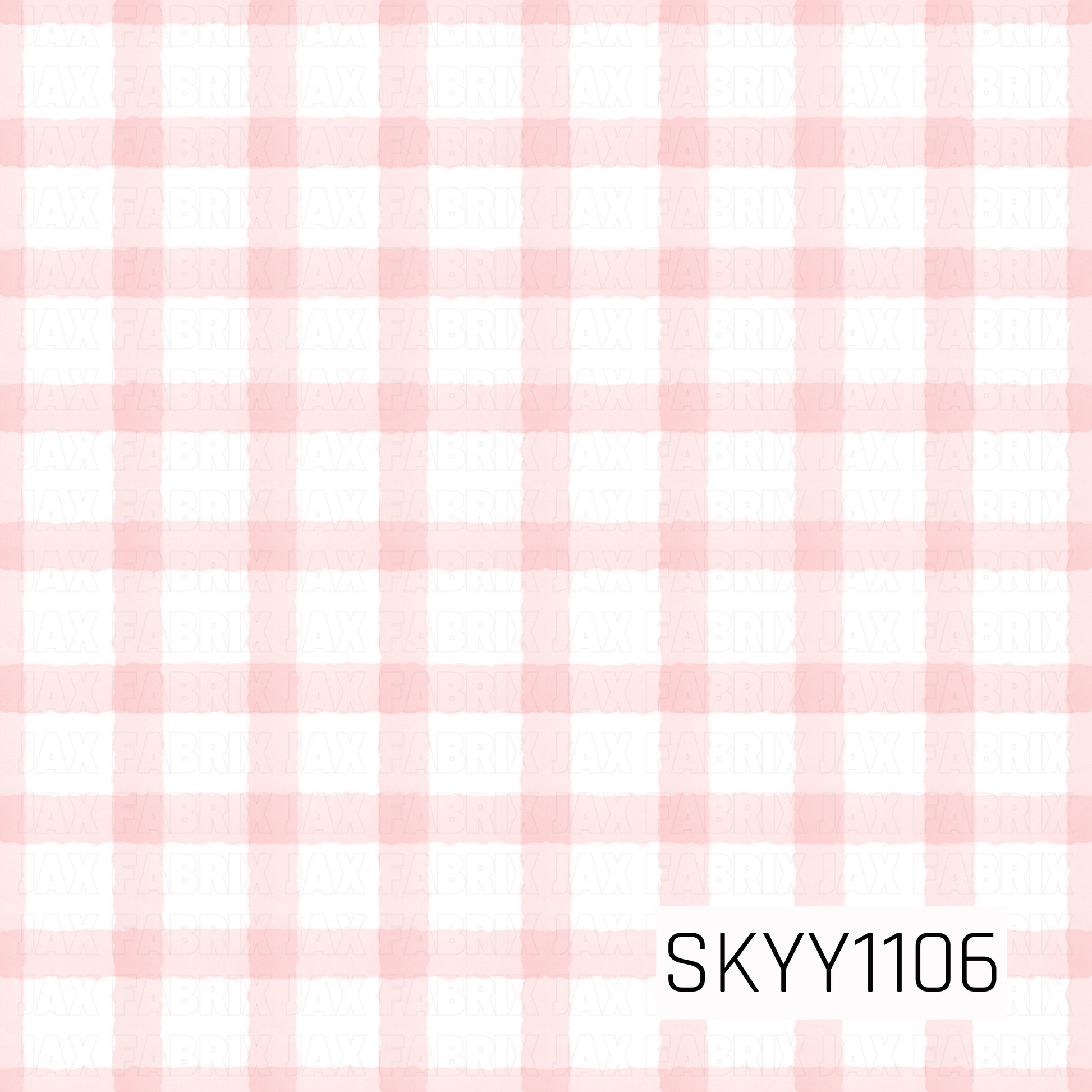 A classic watercolor gingham featuring soft blush pink checks on a crisp white background. The hand-painted texture gives this timeless plaid a delicate, sweet, and airy look.
