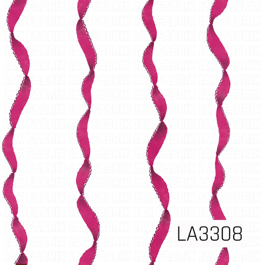 A playful Christmas pattern featuring bright pink twisting ribbons arranged in vertical rows against a crisp white background. The bold pink ribbons give this simple design a fun, girly and preppy holiday feel.
