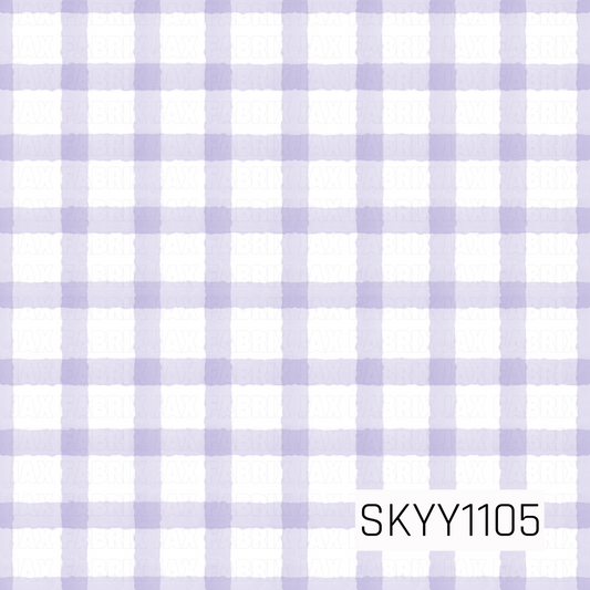 A classic watercolor gingham featuring soft lavender purple checks on a crisp white background. The hand-painted texture gives this timeless plaid a delicate, light, and whimsical look.

