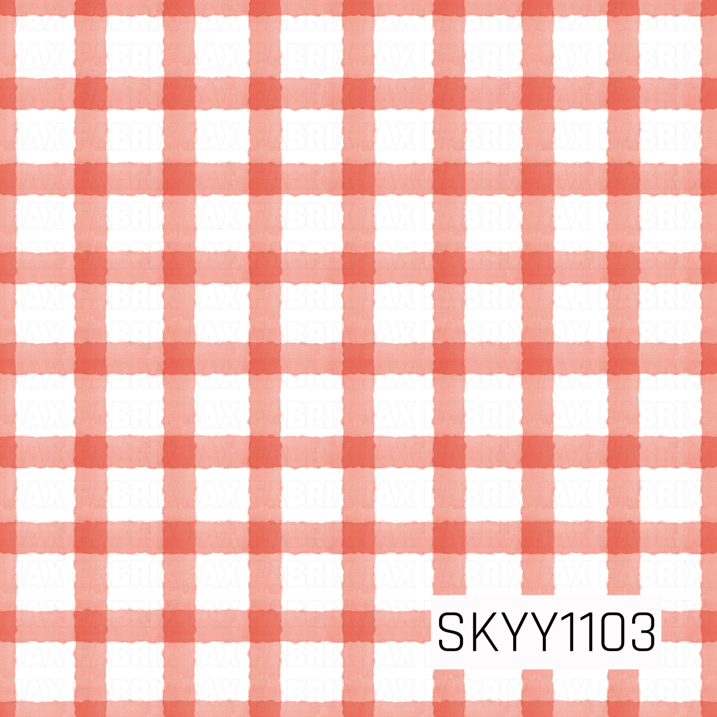 A classic watercolor gingham featuring vibrant red checks on a crisp white background. The soft hand-painted texture gives this timeless plaid a bold yet charming look.
