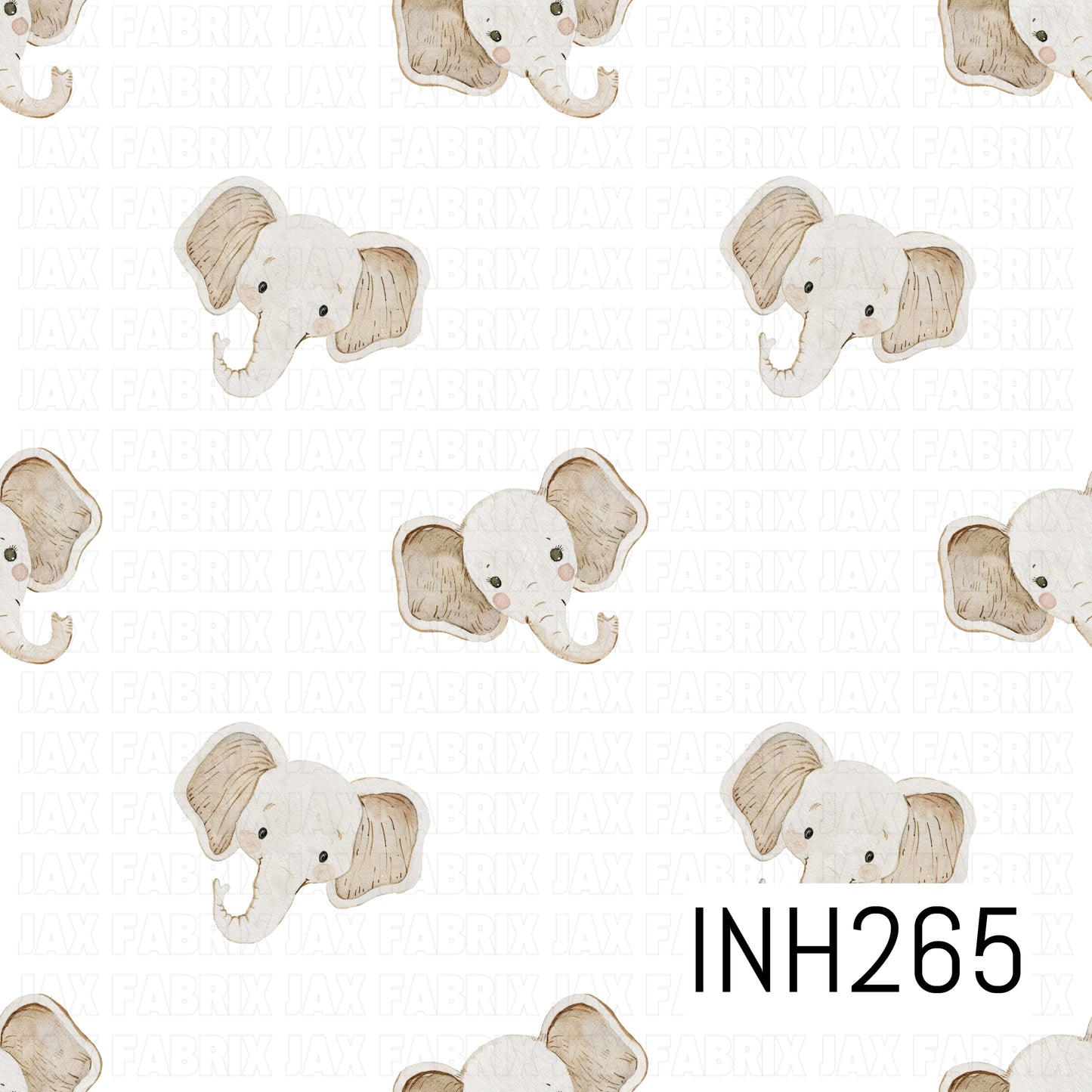 Pattern of cartoon elephants on a white background 
