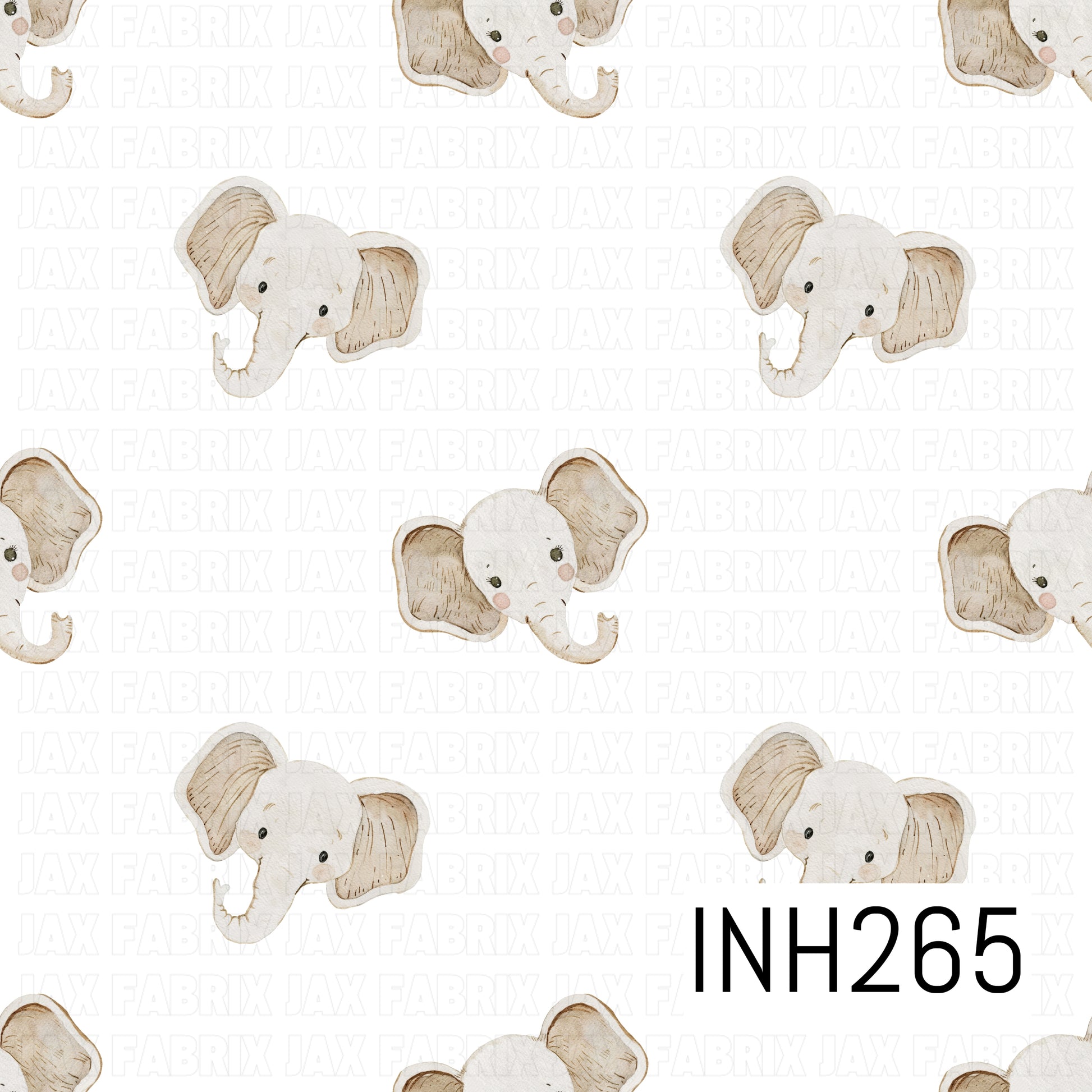 Pattern of cartoon elephants on a white background 