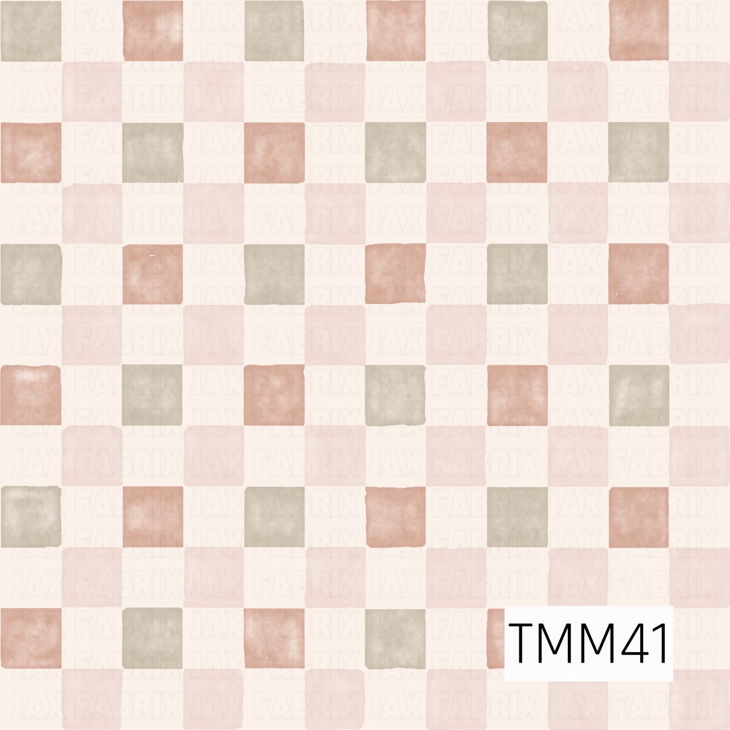 A soft watercolor checkerboard pattern featuring alternating blush pink and sage green squares on a creamy background. The hand-painted texture adds a gentle, organic feel, creating a versatile coordinating print with a soft cottage-inspired palette.
