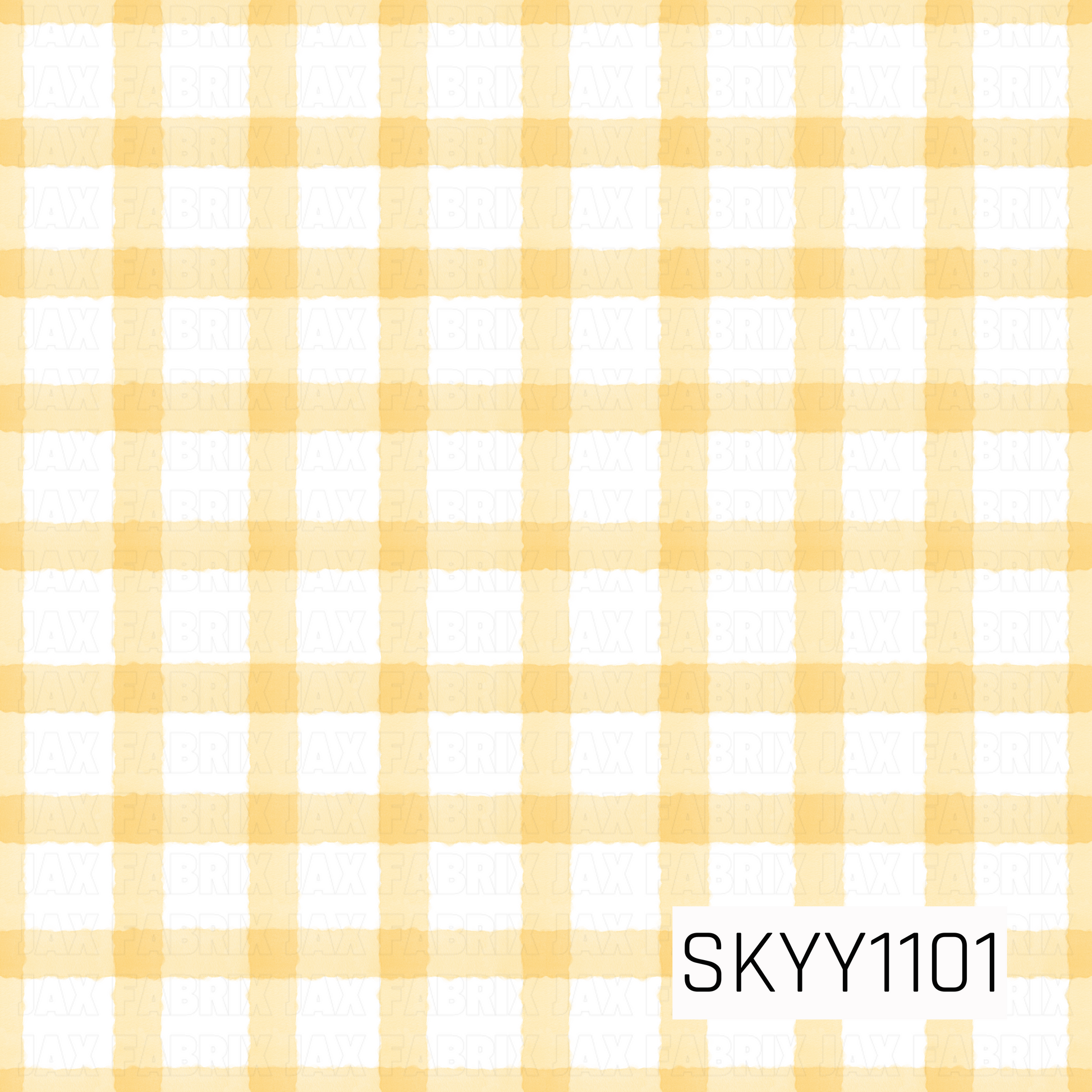 A soft watercolor gingham featuring warm buttery yellow checks on a crisp white background. This simple, classic plaid has a light hand-painted texture that adds a cheerful and timeless touch.
